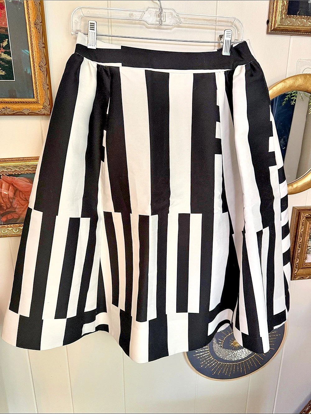 Kate Spade Striped A-Line Skirt in Black & White Size 6